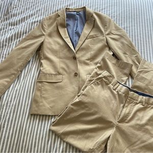 Banana Republic Suit Set Jacket and Trousers / Pants Beige Cream Khaki